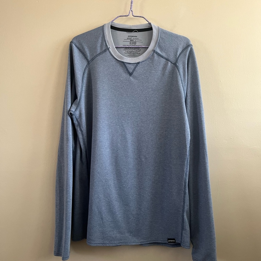 Patagonia Capiline PolarTec Long‎ Sleeve Shirt Light Blue Lightweight